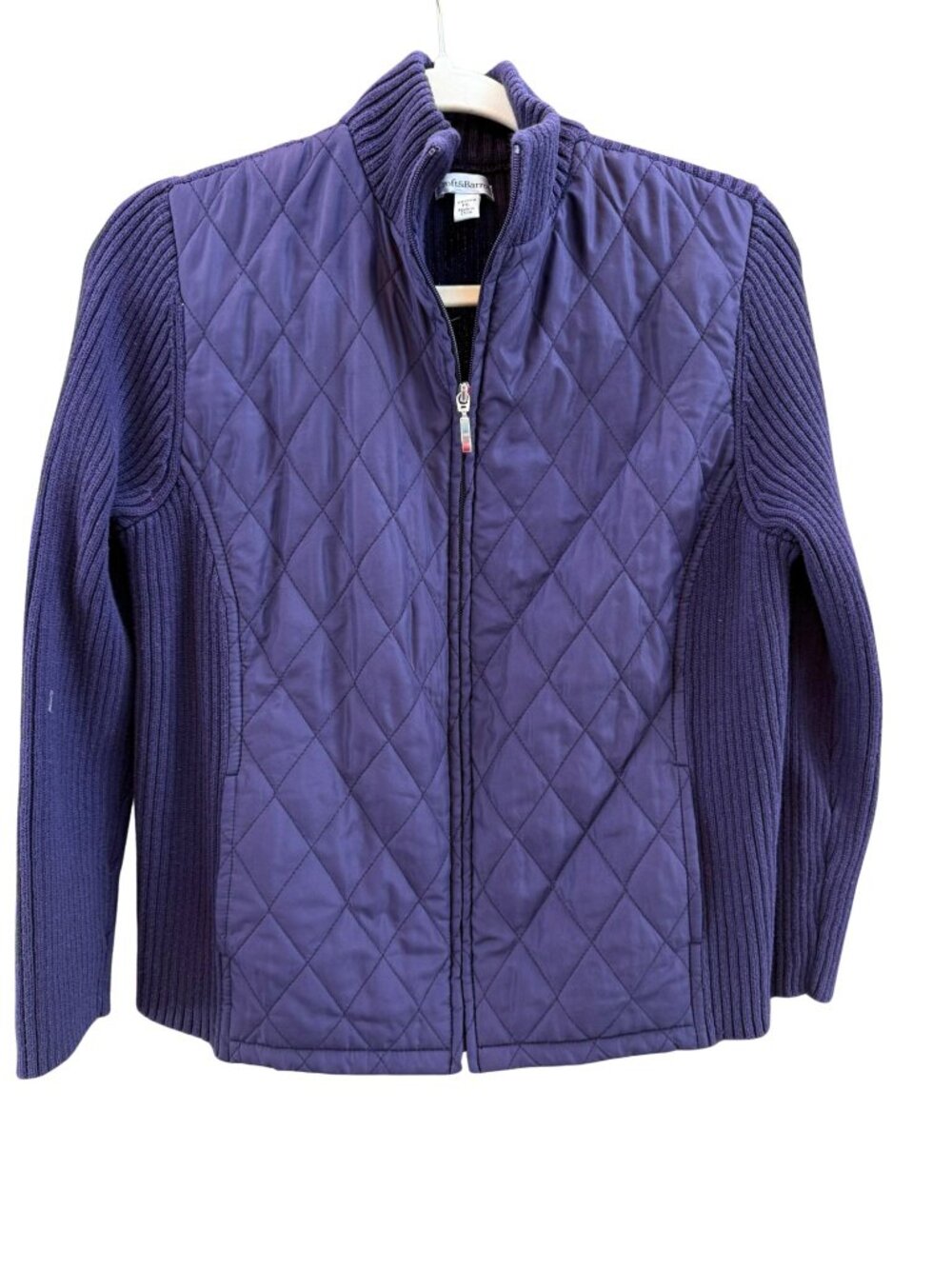 Croft & Barrow Purple Quilted Cotton Knit Jacket Petite Large PL